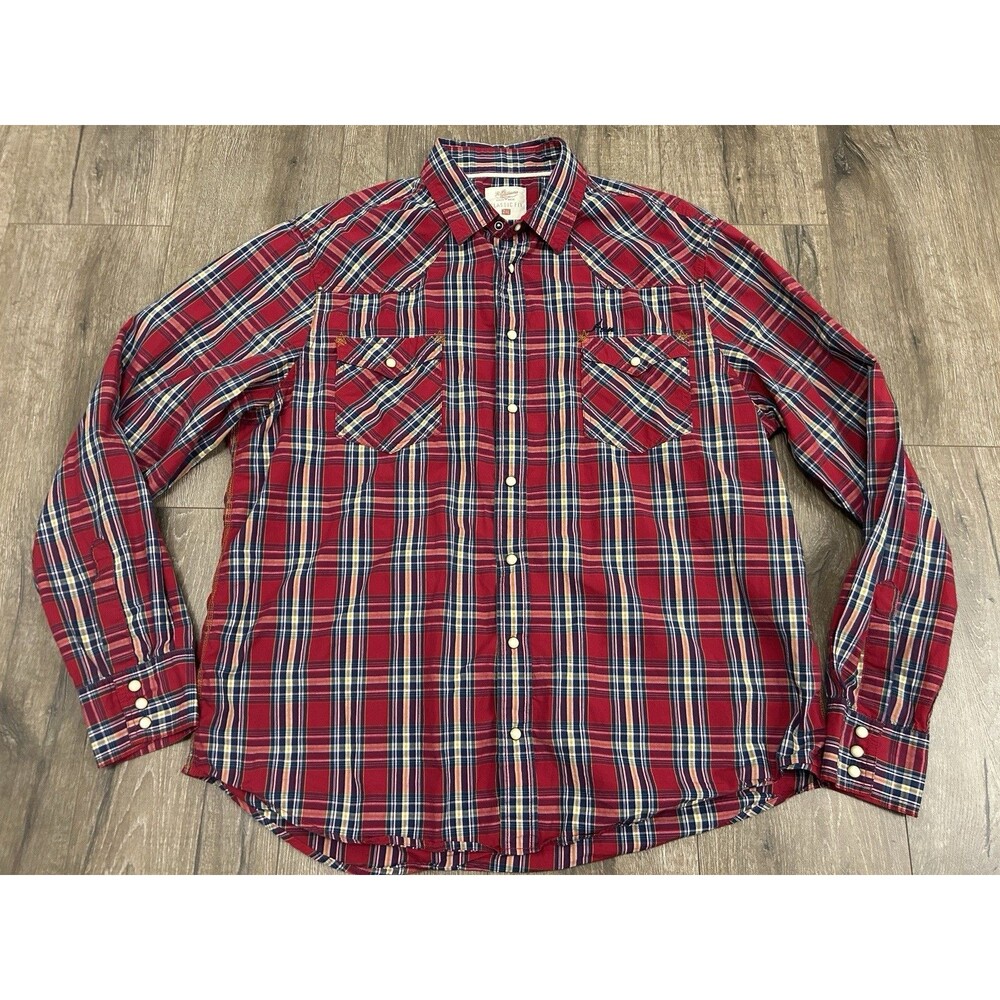 RM Williams Pearl Snap Shirt Men’s 2XL Red Plaid Classic Fit Western